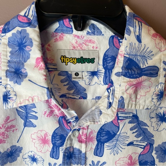 Tipsy Elves Bird Floral Hawaiian Shirt - Mens Size Small - Picture 5 of 10